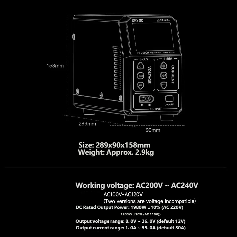 مصدر طاقة SKYRC PSU2000 بقدرة  - مراجعة Drone Switch Rc وسعره